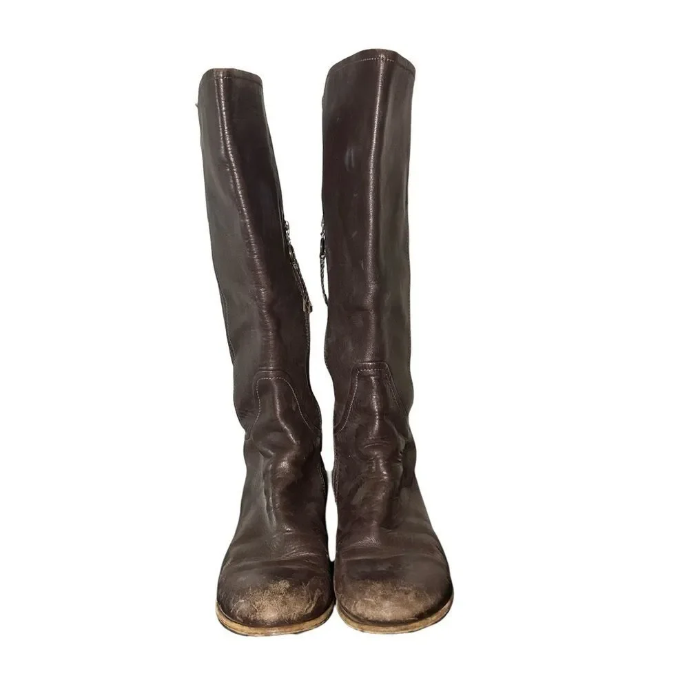 UGG Australia Amberlee Espresso Leather Equestrian Style Boots, Size 9.5